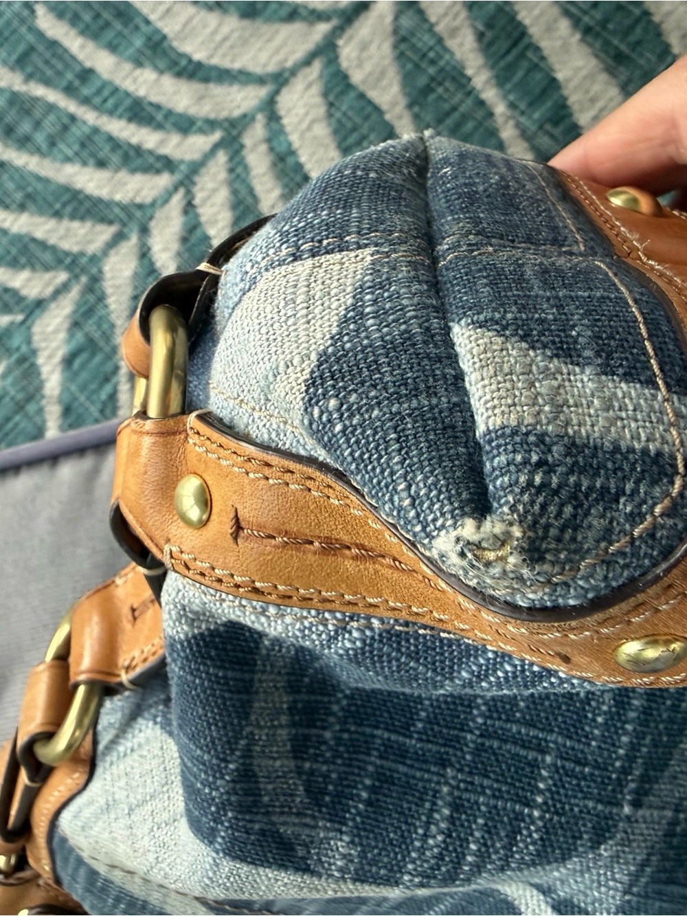 Coach Vintage 12197 Carly Blue Denim Signature “C” with Braided Leather Strap - Picture 12 of 16